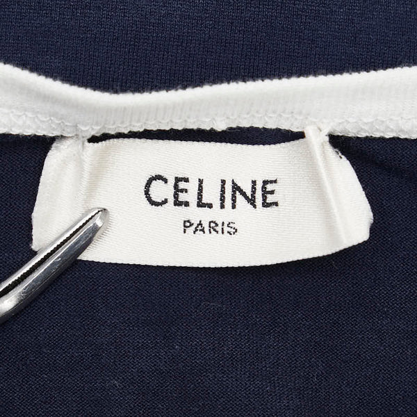 セリーヌ 馬車 ロゴ 半袖Ｔシャツ サイズ:S ネイビー ホワイト コットン レディース CELINE 【中古】