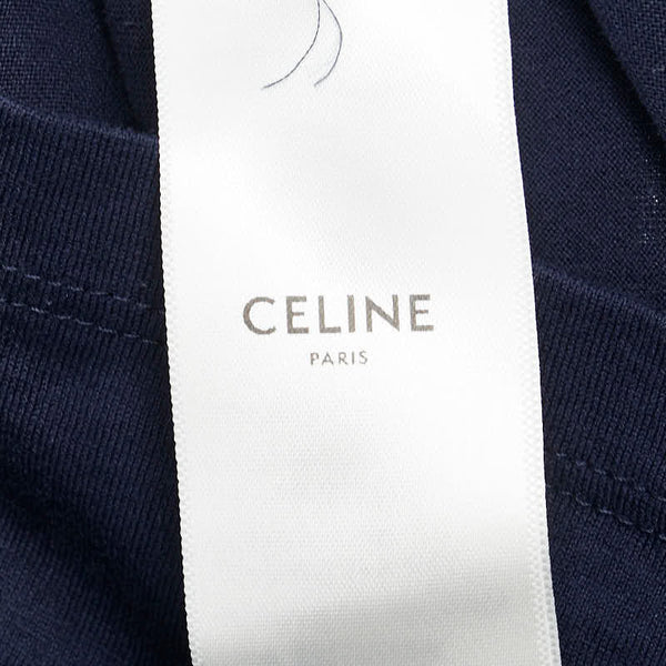 セリーヌ 馬車 ロゴ 半袖Ｔシャツ サイズ:S ネイビー ホワイト コットン レディース CELINE 【中古】