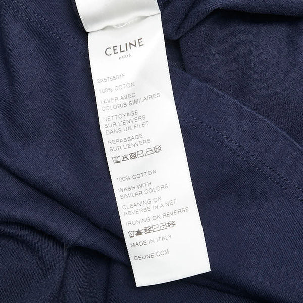 セリーヌ 馬車 ロゴ 半袖Ｔシャツ サイズ:S ネイビー ホワイト コットン レディース CELINE 【中古】