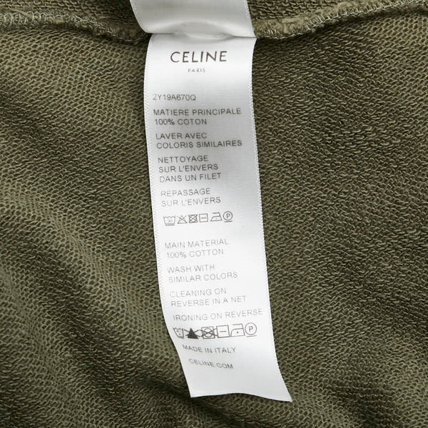 セリーヌ ロゴ 半袖 クロップドTシャツ サイズ:S 2Y19A670Q カーキグリーン コットン レディース CELINE 【中古】