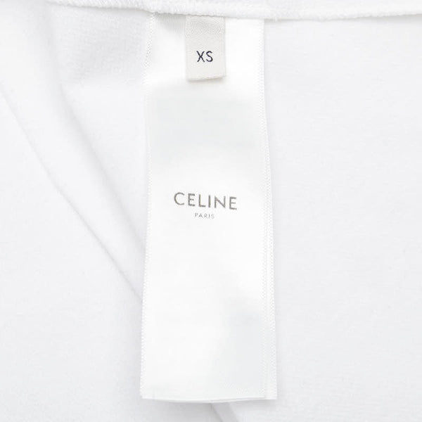 セリーヌ ロゴ刺繍 プリーツスカート サイズ:XS 2Z337233U ホワイト コットン レディース CELINE 【中古】