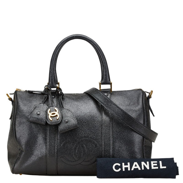 シャネル ココマーク ボストンバッグ ショルダーバッグ 2WAY ブラック キャビアスキン レディース CHANEL 【中古】