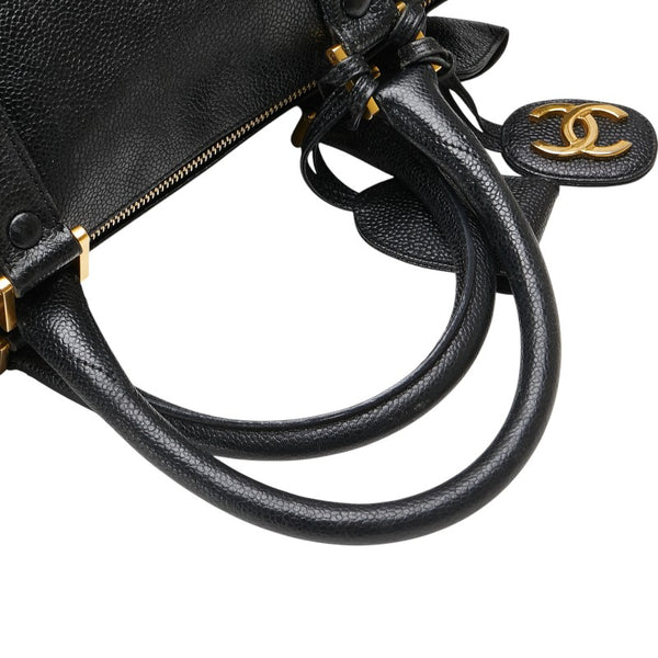 シャネル ココマーク ボストンバッグ ショルダーバッグ 2WAY ブラック キャビアスキン レディース CHANEL 【中古】