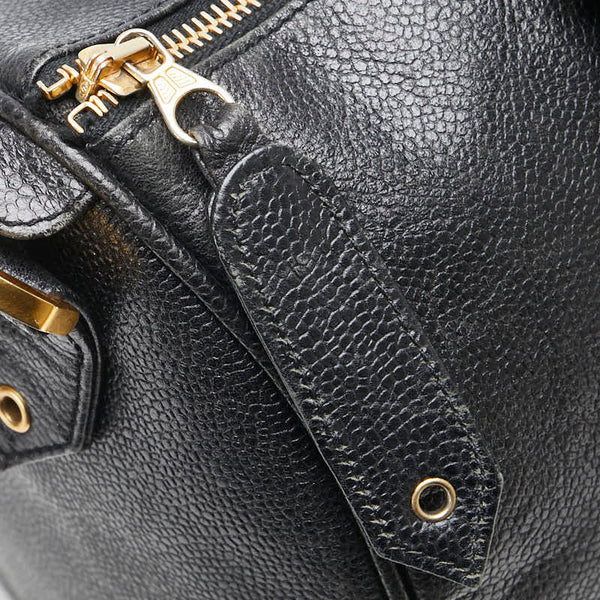 シャネル ココマーク ボストンバッグ ショルダーバッグ 2WAY ブラック キャビアスキン レディース CHANEL 【中古】