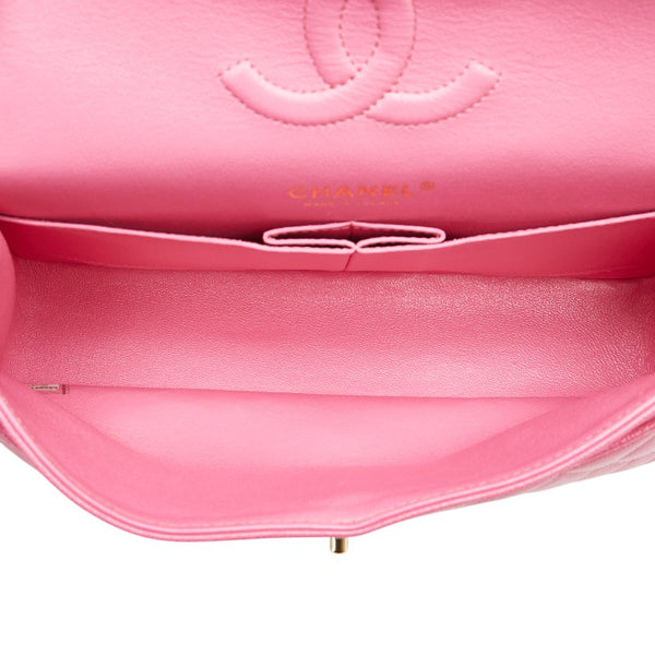 シャネル ココマーク マトラッセ25 ダブルフラップ チェーン ショルダーバッグ  ピンク ゴールド金具 キャビアスキン レディース CHANEL 【中古】