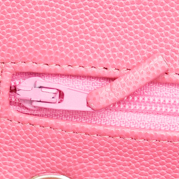 シャネル ココマーク マトラッセ25 ダブルフラップ チェーン ショルダーバッグ  ピンク ゴールド金具 キャビアスキン レディース CHANEL 【中古】