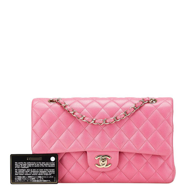 シャネル ココマーク マトラッセ25 ダブルフラップ チェーン ショルダーバッグ  ピンク ゴールド金具 キャビアスキン レディース CHANEL 【中古】
