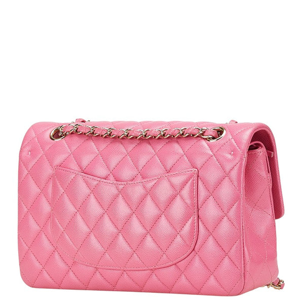 シャネル ココマーク マトラッセ25 ダブルフラップ チェーン ショルダーバッグ  ピンク ゴールド金具 キャビアスキン レディース CHANEL 【中古】