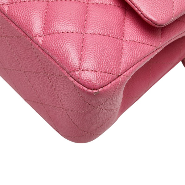 シャネル ココマーク マトラッセ25 ダブルフラップ チェーン ショルダーバッグ  ピンク ゴールド金具 キャビアスキン レディース CHANEL 【中古】