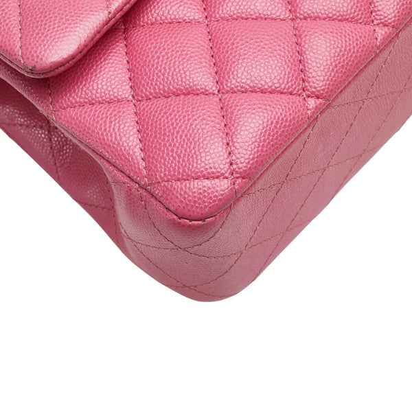 シャネル ココマーク マトラッセ25 ダブルフラップ チェーン ショルダーバッグ  ピンク ゴールド金具 キャビアスキン レディース CHANEL 【中古】