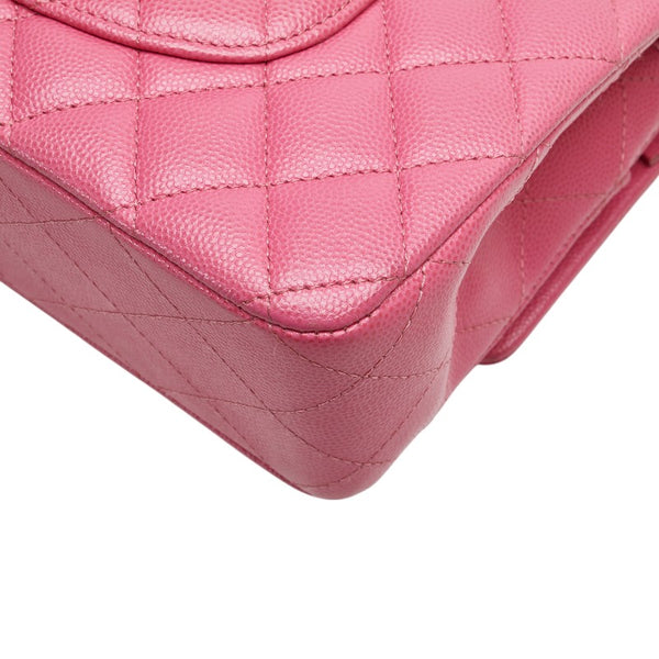 シャネル ココマーク マトラッセ25 ダブルフラップ チェーン ショルダーバッグ  ピンク ゴールド金具 キャビアスキン レディース CHANEL 【中古】