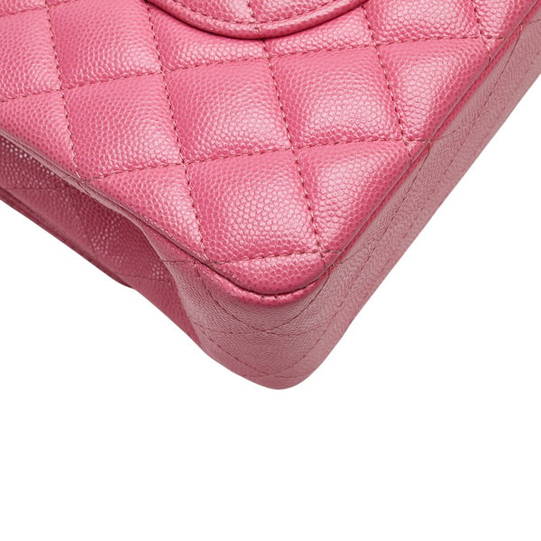 シャネル ココマーク マトラッセ25 ダブルフラップ チェーン ショルダーバッグ  ピンク ゴールド金具 キャビアスキン レディース CHANEL 【中古】