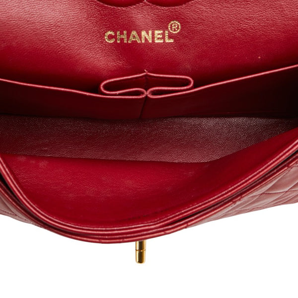 シャネル マトラッセ23 ダブルフラップ ココマーク チェーン ショルダーバッグ レッド ラムスキン レディース CHANEL 【中古】
