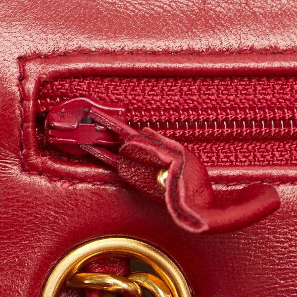 シャネル マトラッセ23 ダブルフラップ ココマーク チェーン ショルダーバッグ レッド ラムスキン レディース CHANEL 【中古】