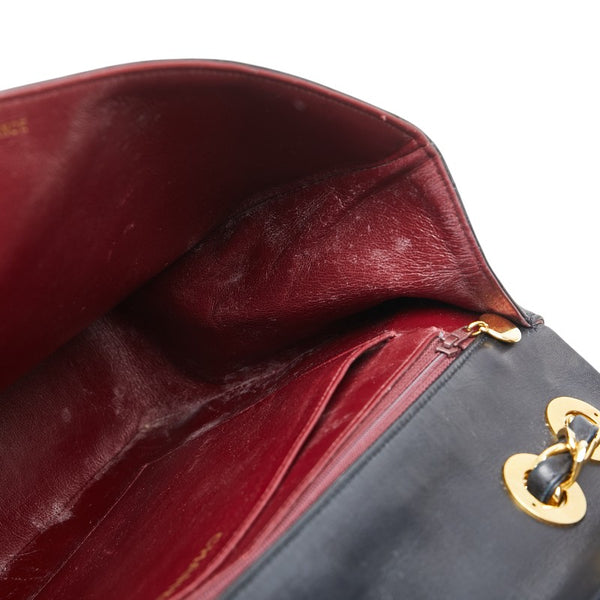 シャネル ココマーク マトラッセ30 シングルフラップ チェーンショルダーバッグ ブラック ゴールド金具 ラムスキン レディース CHANEL 【中古】