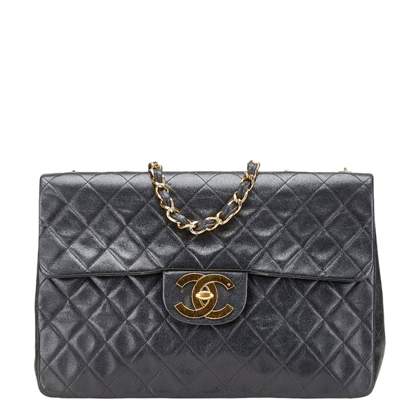 シャネル ココマーク マトラッセ30 シングルフラップ チェーンショルダーバッグ ブラック ゴールド金具 ラムスキン レディース CHANEL 【中古】