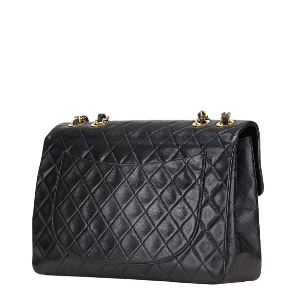 シャネル ココマーク マトラッセ30 シングルフラップ チェーンショルダーバッグ ブラック ゴールド金具 ラムスキン レディース CHANEL 【中古】