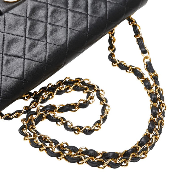 シャネル ココマーク マトラッセ30 シングルフラップ チェーンショルダーバッグ ブラック ゴールド金具 ラムスキン レディース CHANEL 【中古】