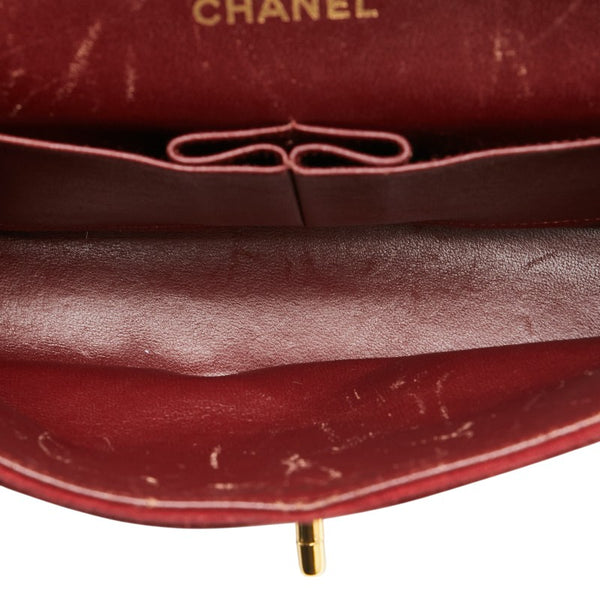 シャネル Vステッチ ダブルフラップ ココマーク チェーン ショルダーバッグ レッド スエード レディース CHANEL 【中古】