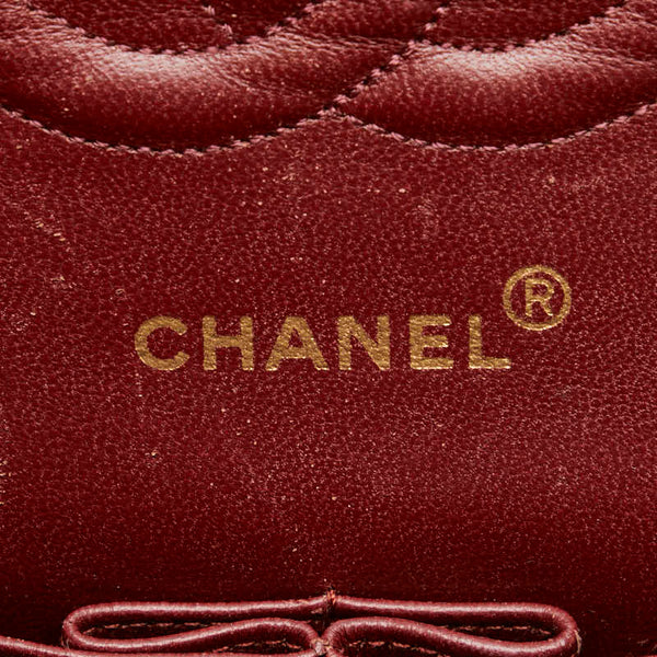 シャネル Vステッチ ダブルフラップ ココマーク チェーン ショルダーバッグ レッド スエード レディース CHANEL 【中古】