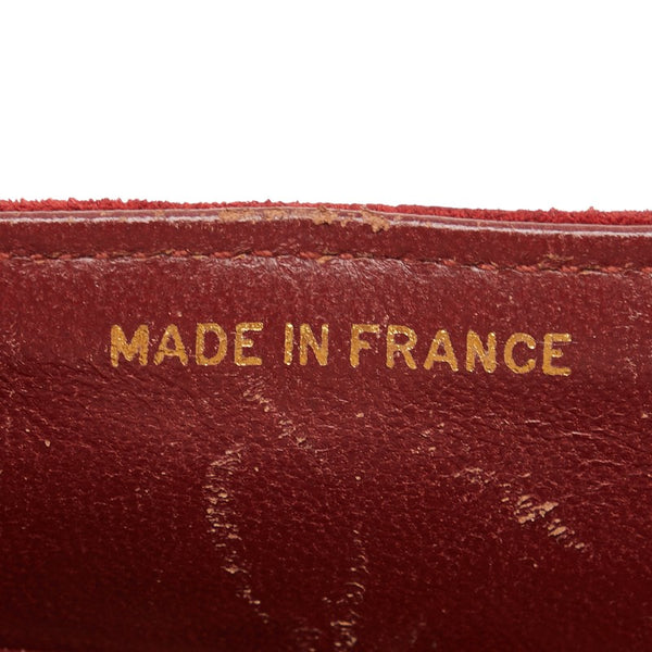 シャネル Vステッチ ダブルフラップ ココマーク チェーン ショルダーバッグ レッド スエード レディース CHANEL 【中古】