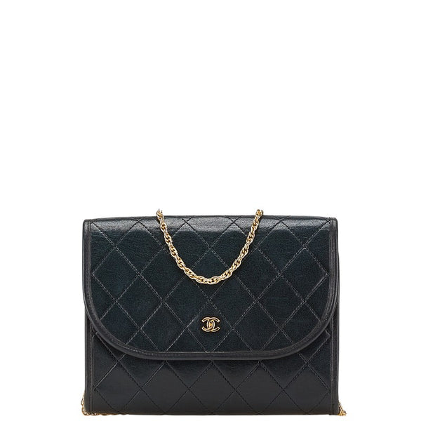 シャネル マトラッセ ココマーク 斜め掛け チェーン ショルダーバッグ ブラック ラムスキン レディース CHANEL 【中古】