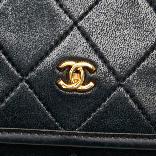 シャネル マトラッセ ココマーク 斜め掛け チェーン ショルダーバッグ ブラック ラムスキン レディース CHANEL 【中古】