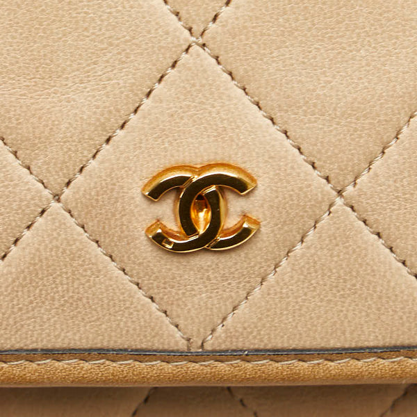 シャネル マトラッセ ココマーク 斜め掛け チェーン ショルダーバッグ ベージュ ラムスキン レディース CHANEL 【中古】