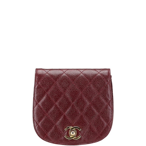 シャネル マトラッセ ココマーク ポーチ ボルドー ワインレッド キャビアスキン レディース CHANEL 【中古】