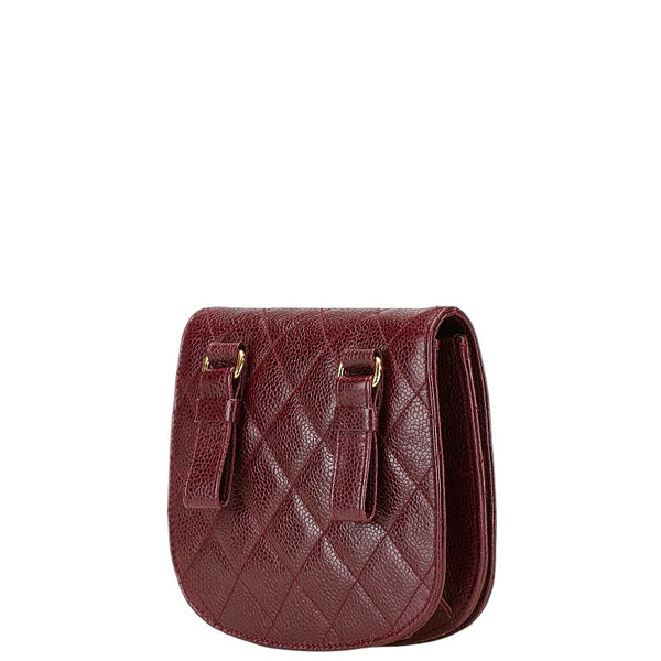 シャネル マトラッセ ココマーク ポーチ ボルドー ワインレッド キャビアスキン レディース CHANEL 【中古】