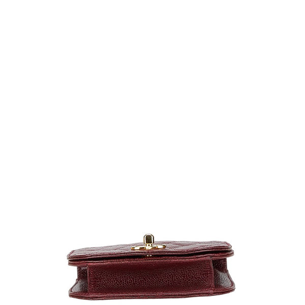 シャネル マトラッセ ココマーク ポーチ ボルドー ワインレッド キャビアスキン レディース CHANEL 【中古】