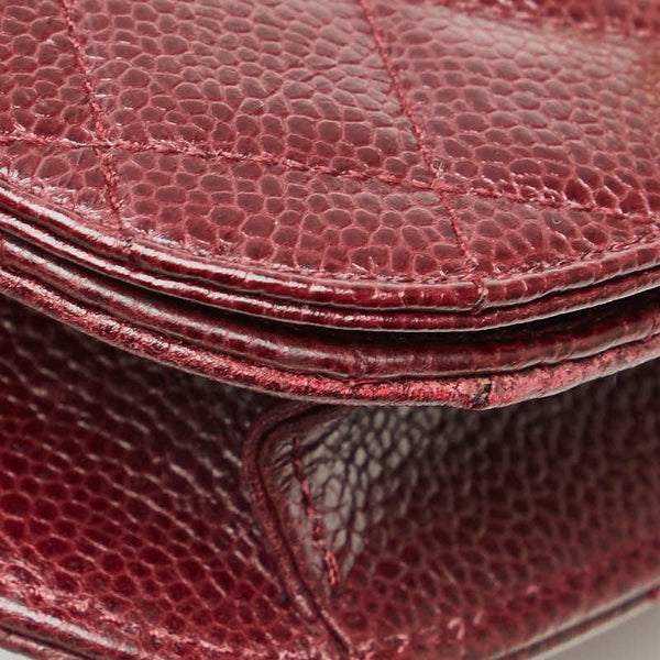 シャネル マトラッセ ココマーク ポーチ ボルドー ワインレッド キャビアスキン レディース CHANEL 【中古】