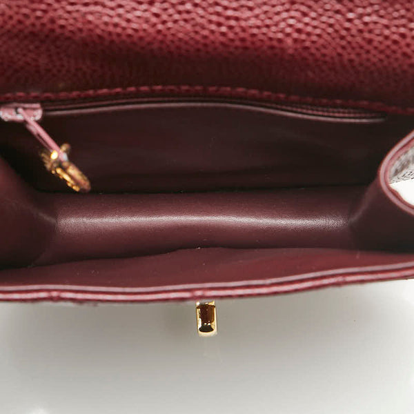 シャネル マトラッセ ココマーク ポーチ ボルドー ワインレッド キャビアスキン レディース CHANEL 【中古】