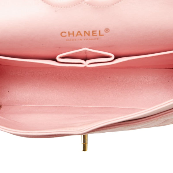 シャネル マトラッセ25 ダブルフラップ ココマーク チェーン ショルダーバッグ ピンク キャビアスキン レディース CHANEL 【中古】