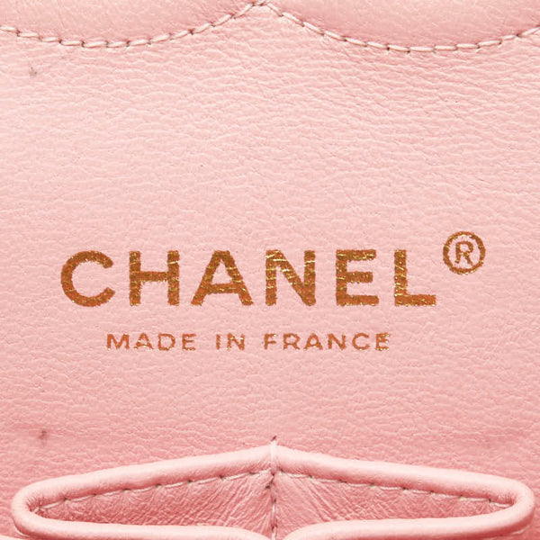シャネル マトラッセ25 ダブルフラップ ココマーク チェーン ショルダーバッグ ピンク キャビアスキン レディース CHANEL 【中古】