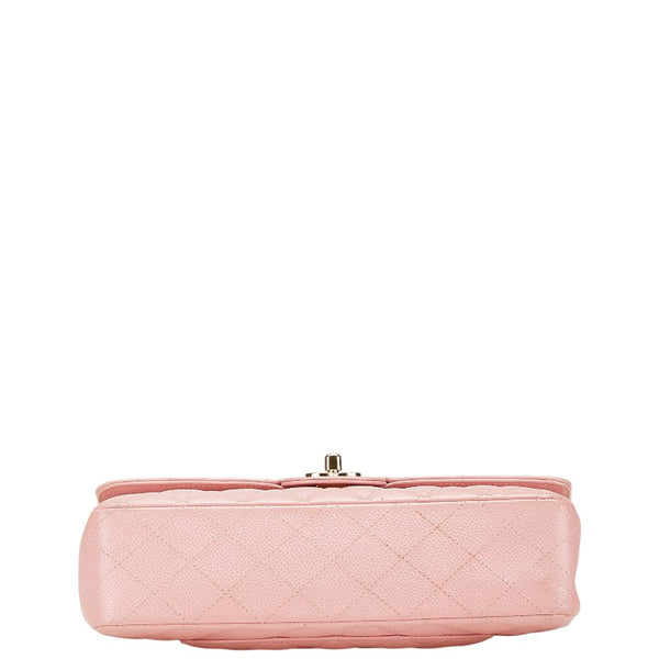 シャネル マトラッセ25 ダブルフラップ ココマーク チェーン ショルダーバッグ ピンク キャビアスキン レディース CHANEL 【中古】