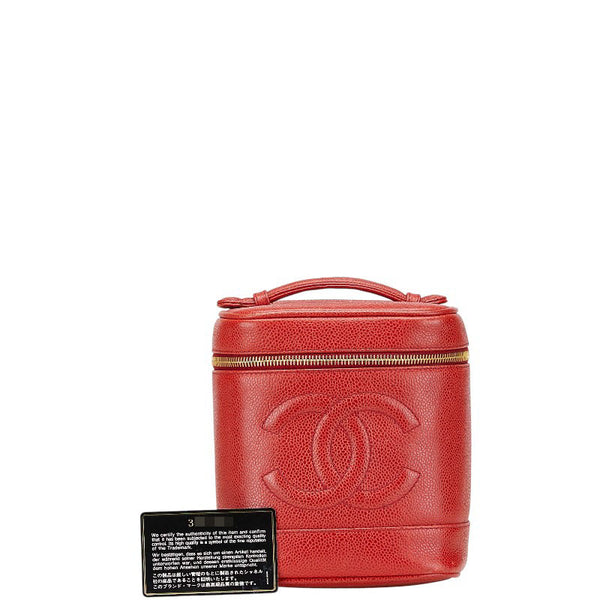 シャネル ココマーク バニティバッグ A01998 レッド キャビアスキン レディース CHANEL 【中古】