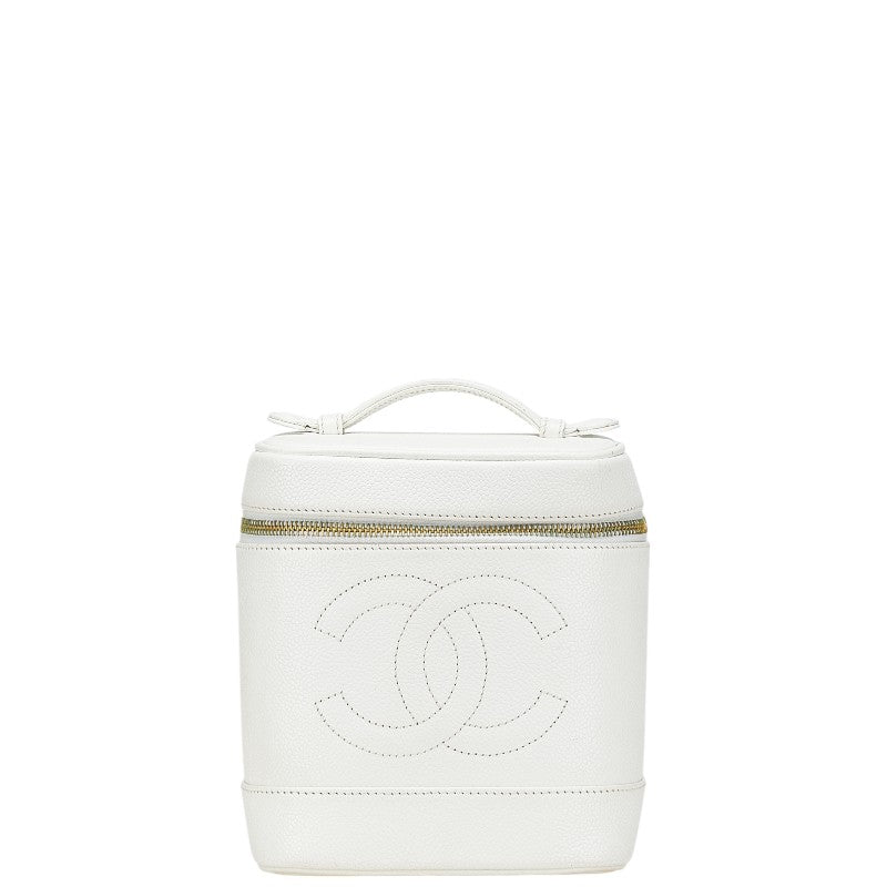 シャネル ココマーク バニティバッグ A01998 ホワイト キャビアスキン レディース CHANEL 【中古】