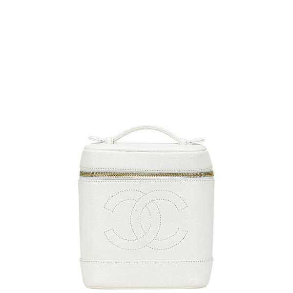 シャネル ココマーク バニティバッグ A01998 ホワイト キャビアスキン レディース CHANEL 【中古】