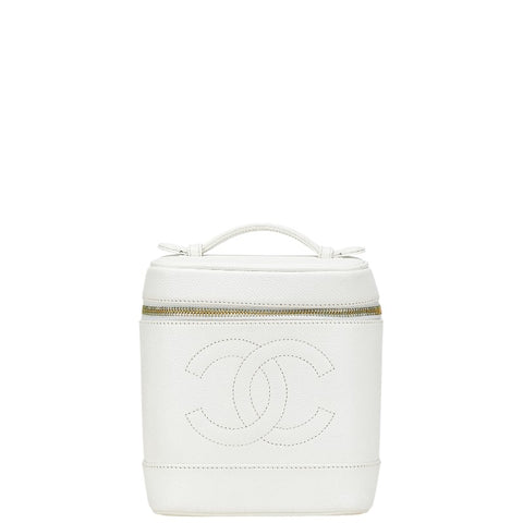 シャネル ココマーク バニティバッグ A01998 ホワイト キャビアスキン レディース CHANEL 【中古】