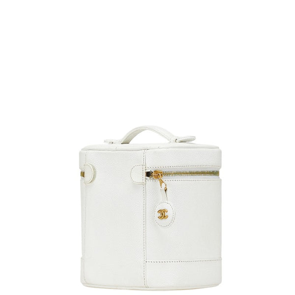 シャネル ココマーク バニティバッグ A01998 ホワイト キャビアスキン レディース CHANEL 【中古】