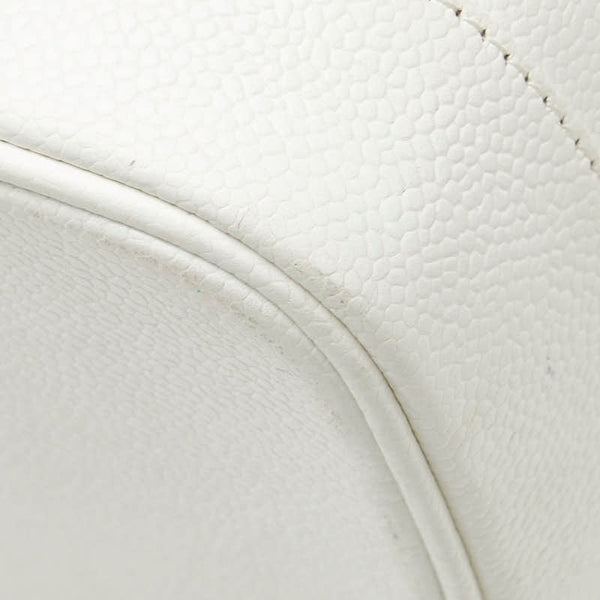 シャネル ココマーク バニティバッグ A01998 ホワイト キャビアスキン レディース CHANEL 【中古】