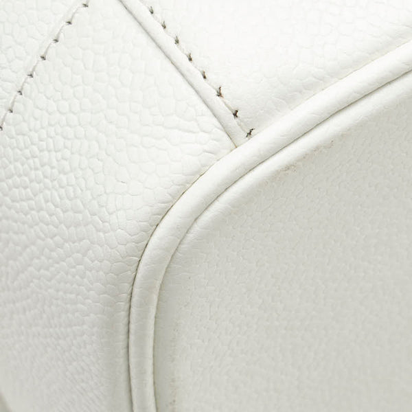 シャネル ココマーク バニティバッグ A01998 ホワイト キャビアスキン レディース CHANEL 【中古】