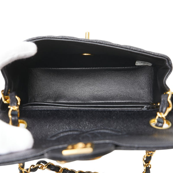 シャネル ココマーク チェーン ミニショルダーバッグ ブラック キャビアスキン レディース CHANEL 【中古】