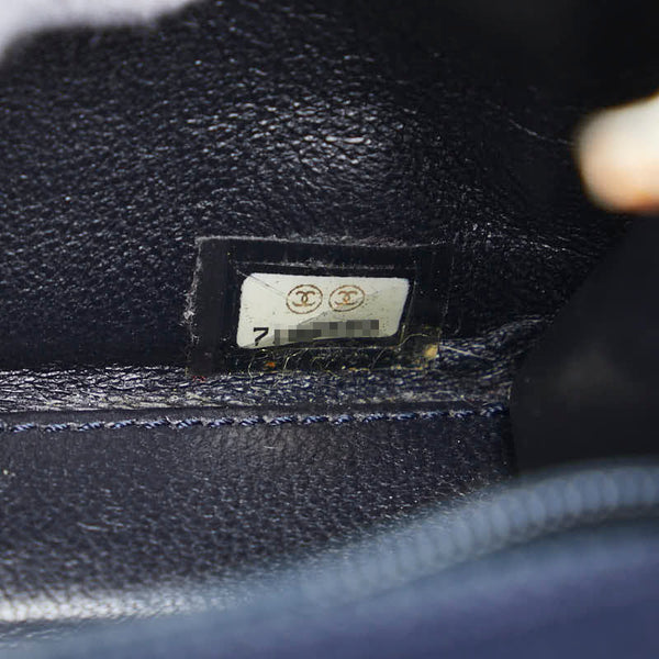 シャネル ココマーク キルティング チェーン ミニショルダーバッグ ネイビー ホワイト キャンバス パテントレザー レザー レディース CHANEL 【中古】