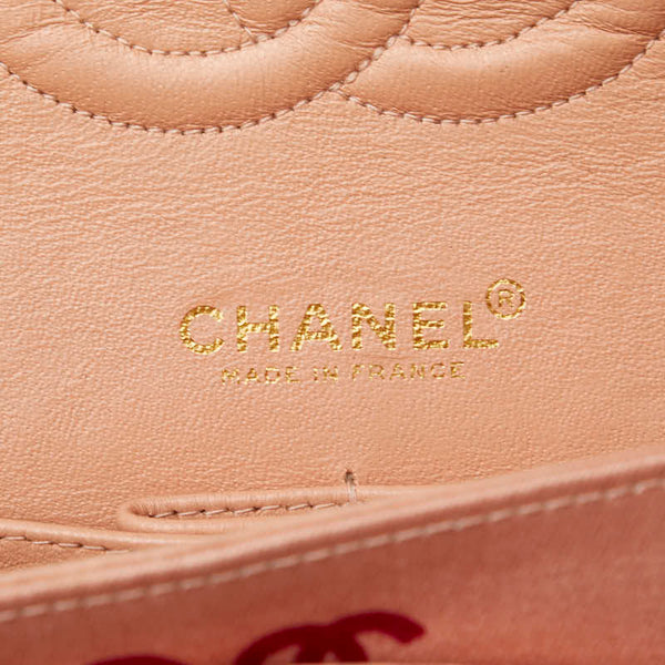 シャネル ココマーク COCOプリント ダブルフラップ チェーン ショルダーバッグ サーモンピンク マルチカラー キャンバス レディース CHANEL 【中古】
