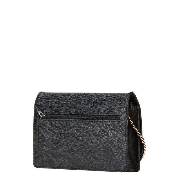 シャネル ココマーク チェーンウォレット ショルダーバッグ ブラック キャビアスキン レディース CHANEL 【中古】