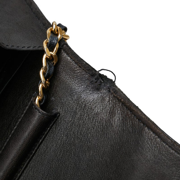 シャネル ココマーク チェーンウォレット ショルダーバッグ ブラック キャビアスキン レディース CHANEL 【中古】