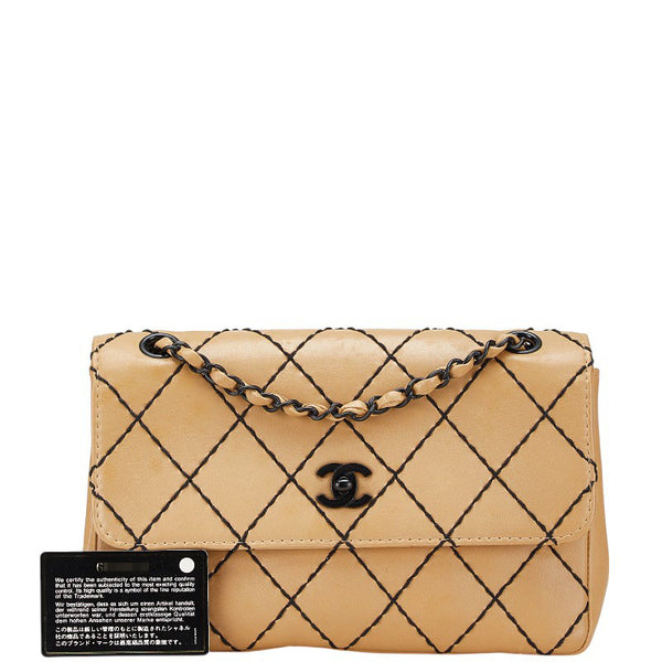 シャネル ココマーク マトラッセ ワイルドステッチ チェーン ショルダーバッグ ベージュ ラムスキン レディース CHANEL 【中古】