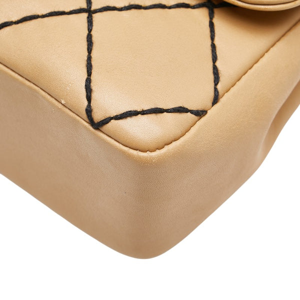 シャネル ココマーク マトラッセ ワイルドステッチ チェーン ショルダーバッグ ベージュ ラムスキン レディース CHANEL 【中古】